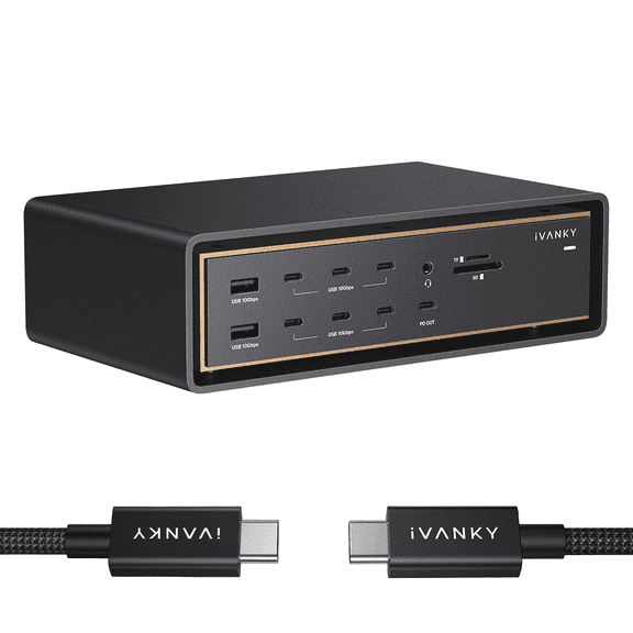 iVANKY FusionDock 26-in-1 Compatible with Thunderbolt 5 26-Ports Quad Display Docking Station with Cable, for Mac M1-M5 Pro, Black