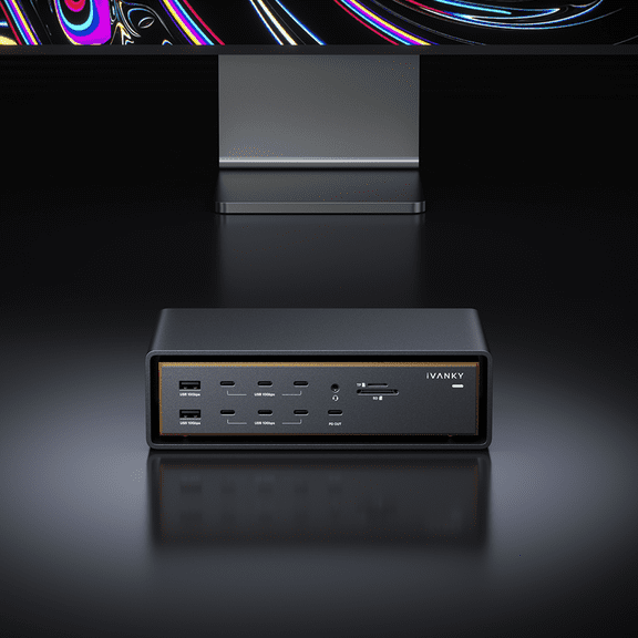 iVANKY FusionDock 26-in-1 Compatible with Thunderbolt 5 26-Ports Quad Display Docking Station with Cable, for Mac M1-M5 Pro, Black