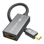 iVANKY 4K@60Hz Active Mini DP to HDMI Adapter, Thunderbolt 1/2 compatible, ultra-slim grey design, for MacBook Air/Pro, Surface Pro/Dock/Book, monitors and projectors
