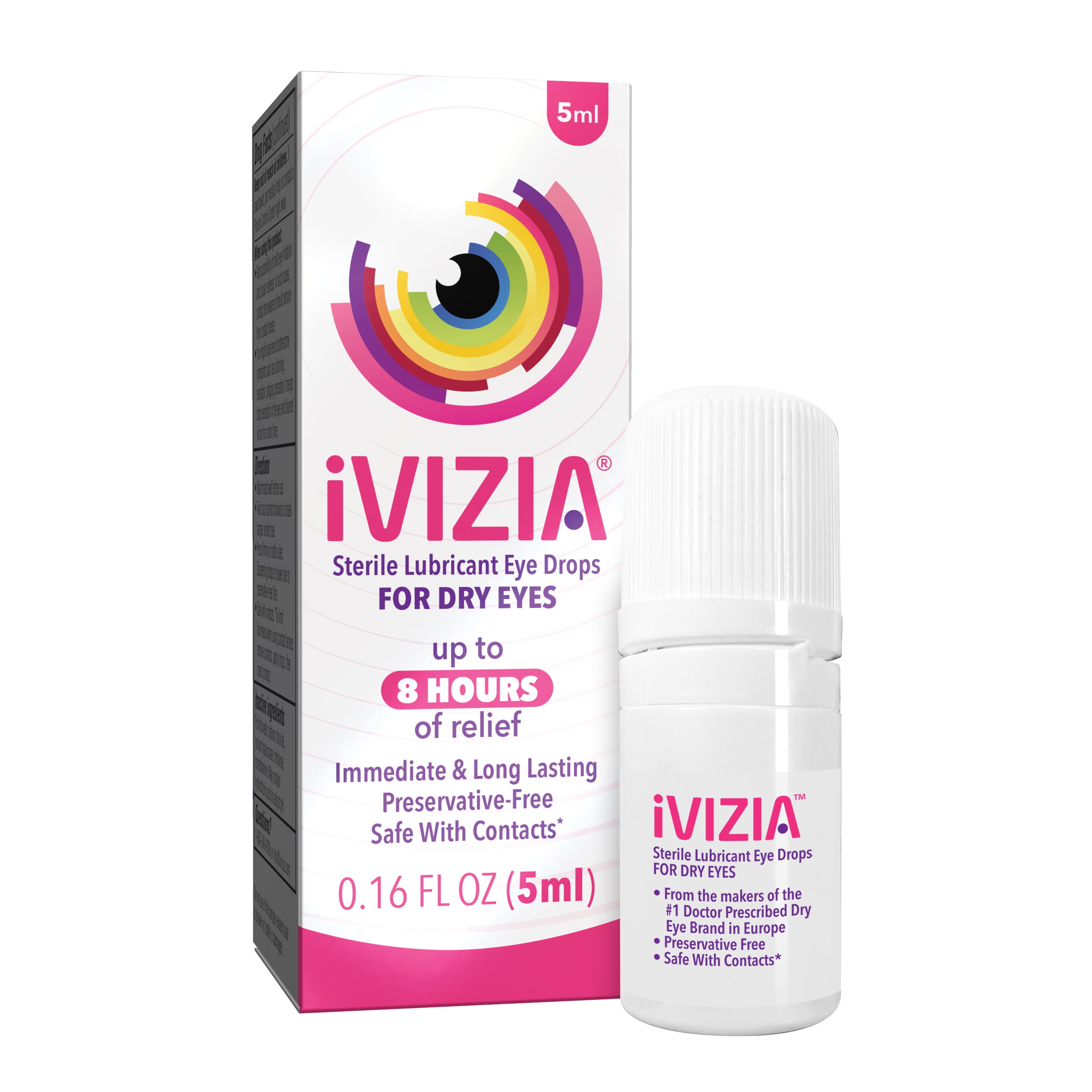 iVIZIA Lubricant Drops for Dry Eye Relief, Preservative-Free, Contact Lens Friendly, 0.16oz