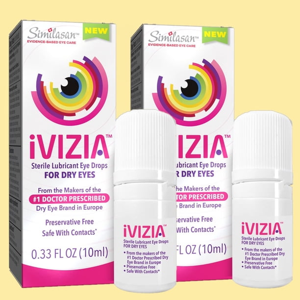 iVIZIA Eye Drops (2 PACK) Sterile Lubricant for Dry Eyes, Preservative