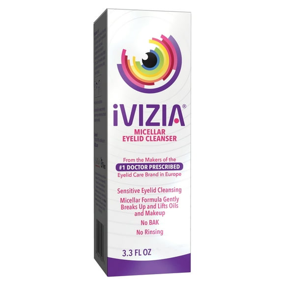 iVIZIA Micellar Eyelid Cleanser for Sensitive Eyelids, 3.3 fl oz Bottle