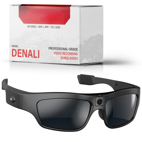 iVUE Denali 2K/1080P HD Camera Glasses POV Video Recording Sport Sunglasses DVR Eyewear, Up to 60fps (128GB Memory Card Included)