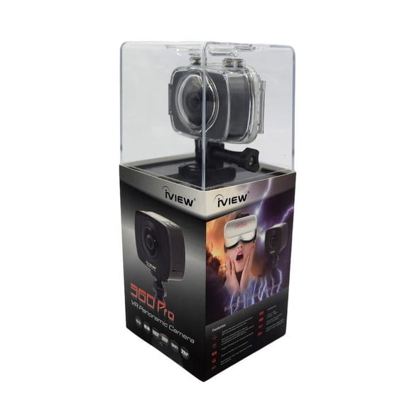 iView 360 ° Pro Dual Lens VR Panoramic Action Camera, Black with Waterproof case and Tripod
