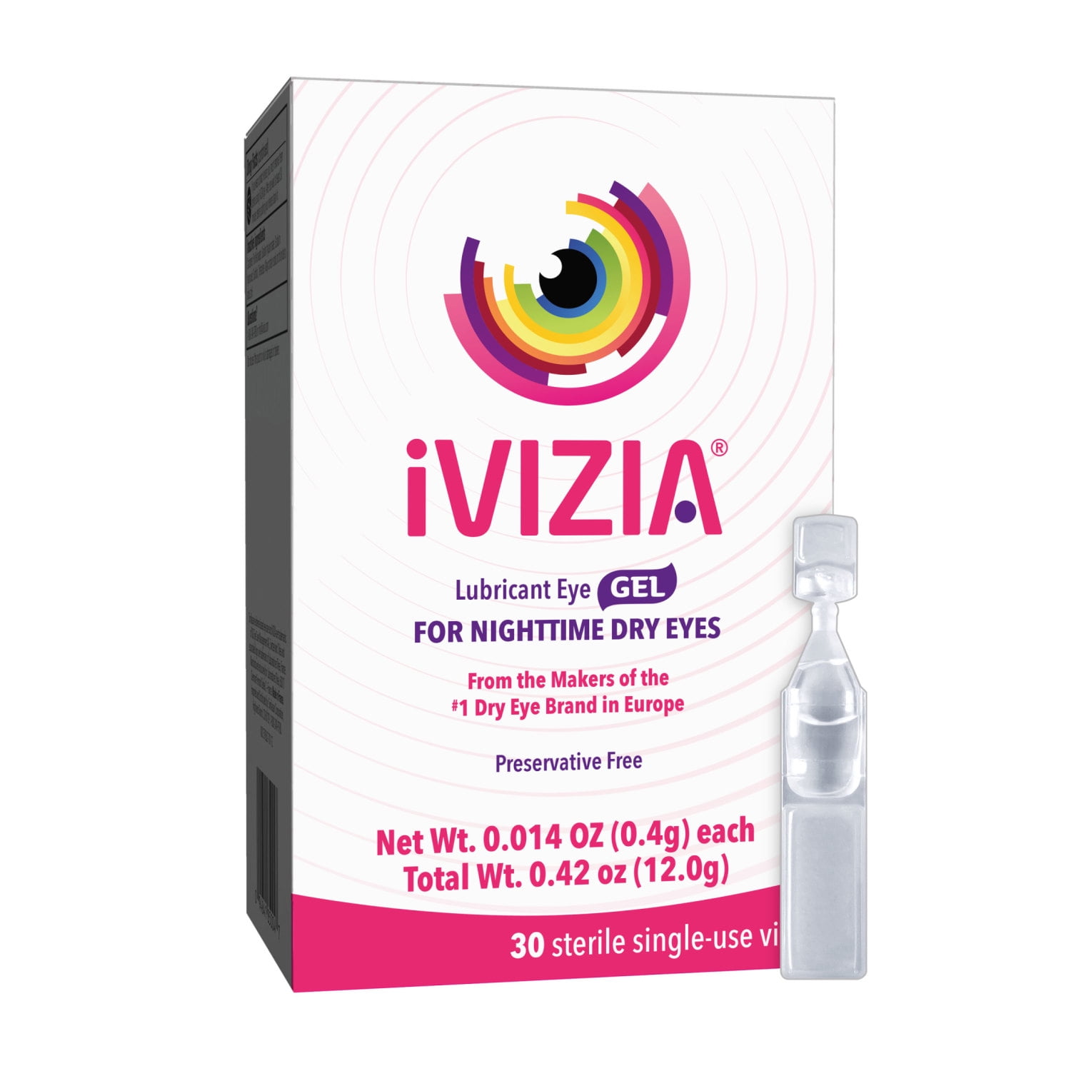iVIZIA Eye Gel for Nighttime Dry Eyes, Preservative-Free - 30 ct