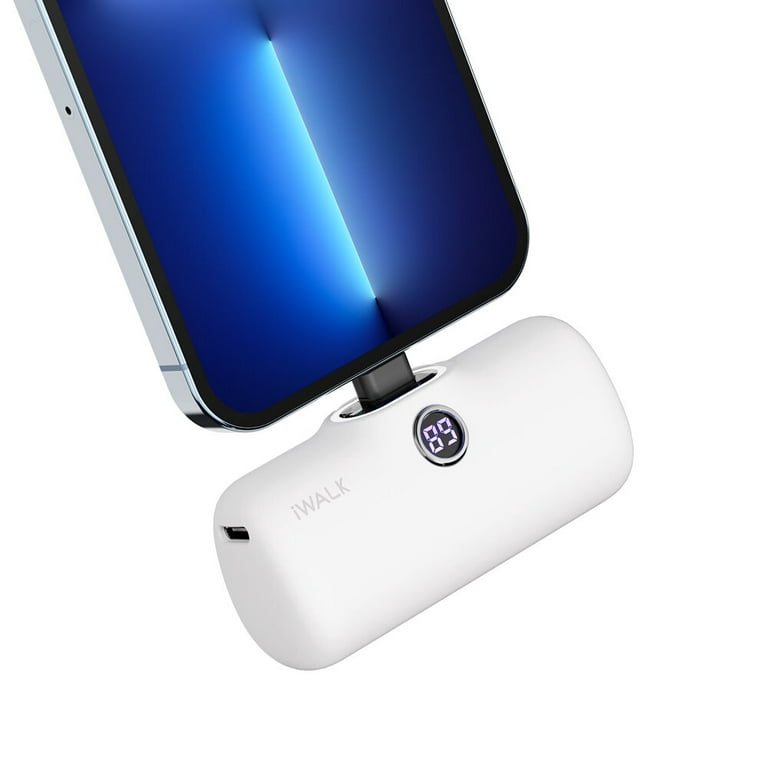 iWALK Mini Portable Charger Power Bank 3350mAh Compatible with iPhone  14/13/12 Pro Max/11 Pro, with Built in Cable, White