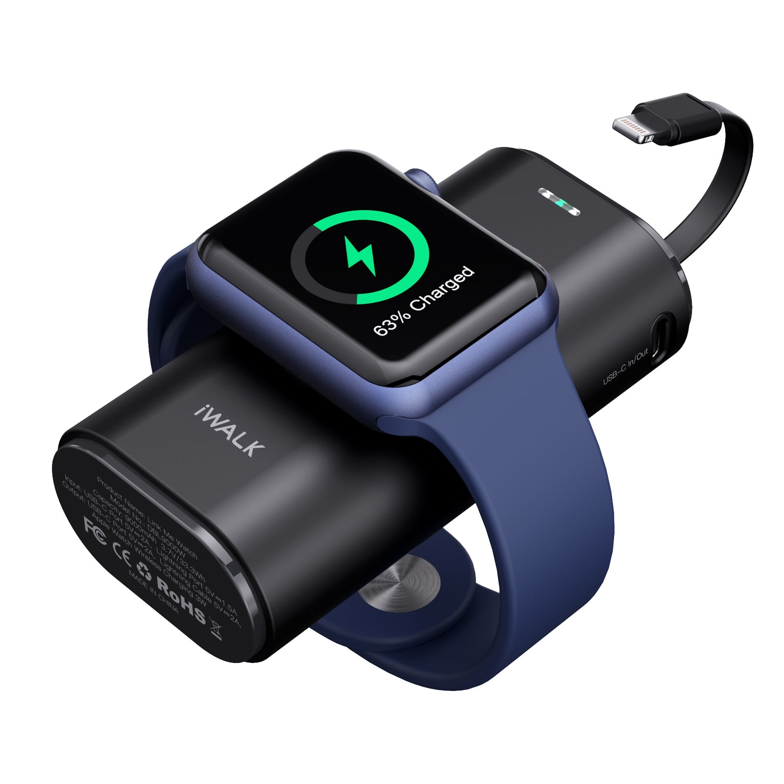 iWALK Portable Apple Watch Charger, 9000mAh Power Bank with Built