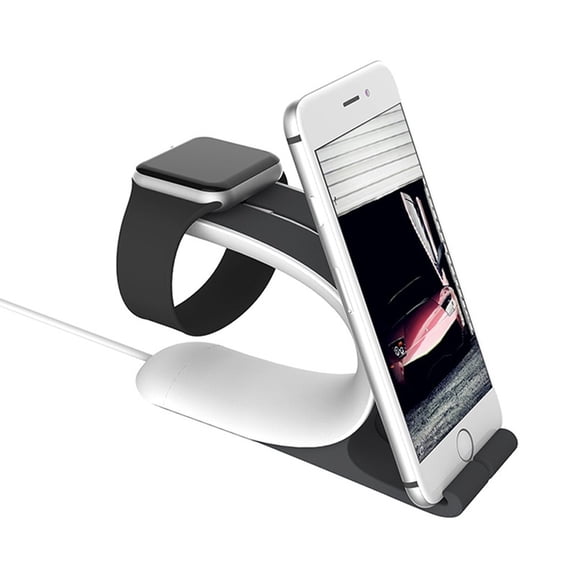 iWatch Stand Holder, Silicone NightStand Apple Watch & iPhone Universal Desktop Charging Station for iWatch Series 5 4 3 2 1 iPhone 11/11Pro/11Max/Xs/Xs Max/XR/X/8/8P/7/7Plus(Sliver)