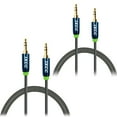 thumbnail image 1 of iXCC   2PC 3Ft Male to Male 3.5mm Universal Gold Plated Design Tangle-Free, 1 of 3