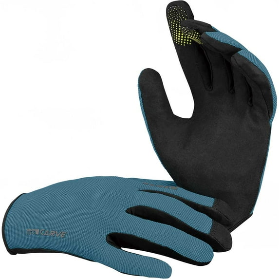iXS Carve Mens Mountain Bike Full Finger Gloves, Ocean, Slip On, X-Large