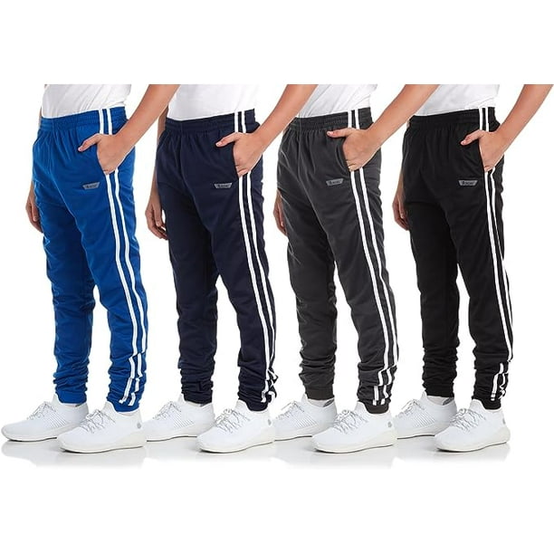 iXtreme 4 Pack Athletic Boys Fleece Joggers Sweatpants, Performance Active Tricot Track Pants