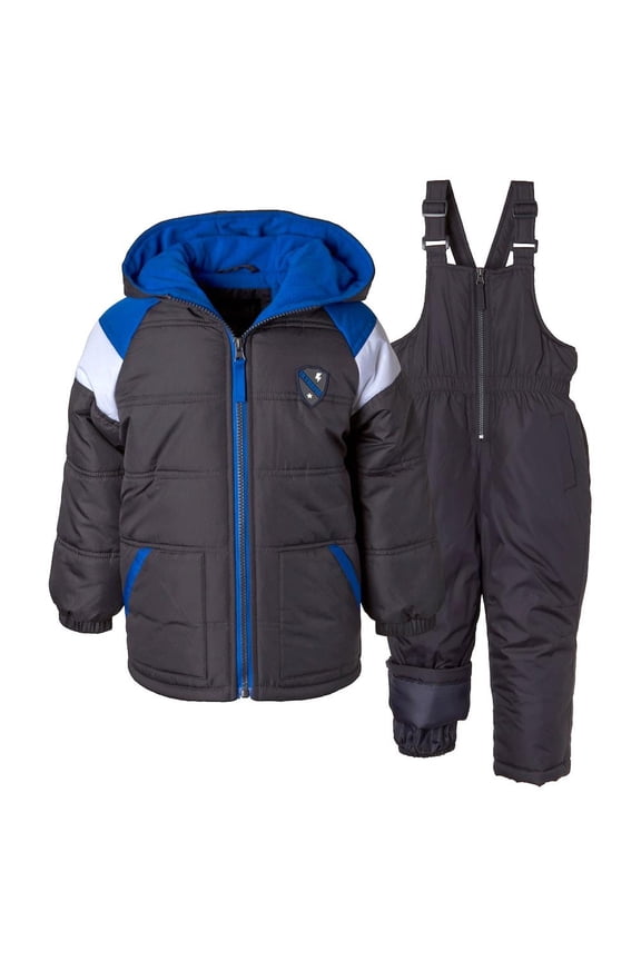 Boys 12-24 Months Color-block Raglan 2-Piece Snowsuit(Charcoal 18 Months)