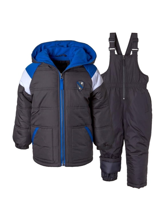 Boys 12-24 Months Color-block Raglan 2-Piece Snowsuit(Charcoal 18 Months)