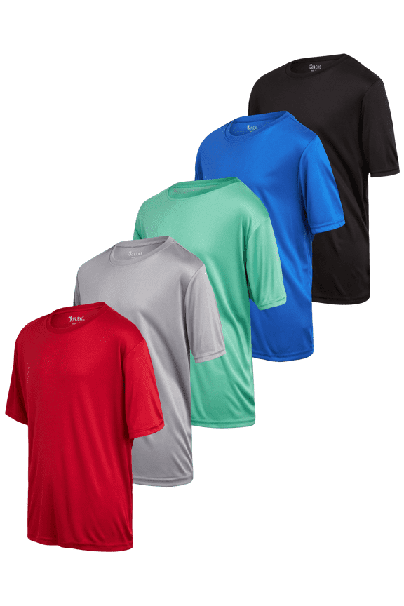 Boys' Active Sports T-Shirts - 5 Pack Short Sleeve Dri-Fit Athletic Tee Shirts (Sizes: 6-18)
