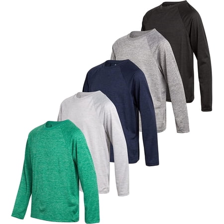 iXtreme Boys Long Sleeve Shirts - 5 Pack Lightweight Dry Fit Shirt Athletic Boys Long Sleeve Shirts