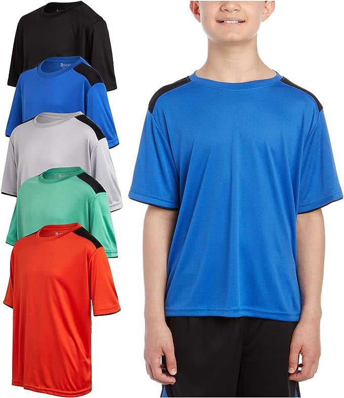iXtreme Boys' Athletic TShirt 5 Pack Active Performance DryFit