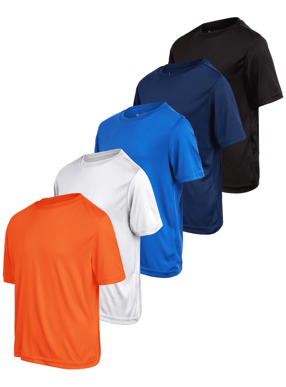 iXtreme Boys' Athletic T-Shirt - 5 Pack Active Performance Dry-Fit Sports Tee (6-18)