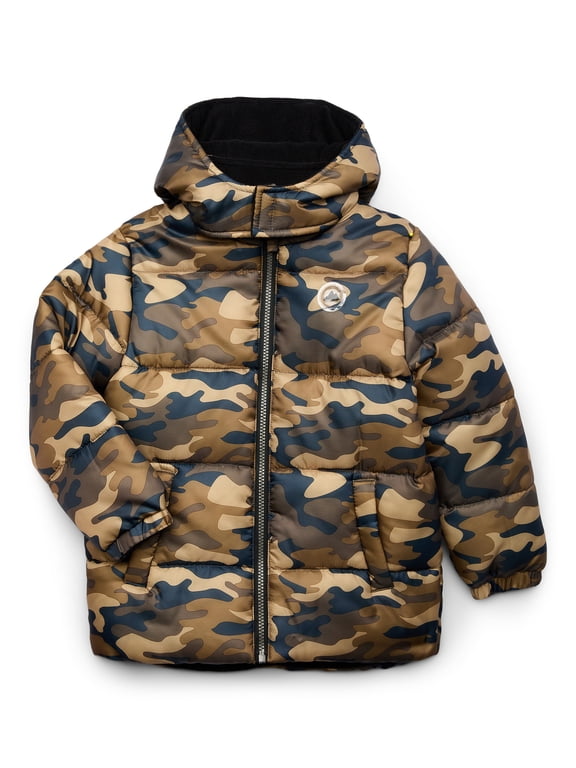 Boys Hooded Ripstop Puffer Winter Coat, Sizes 4-18