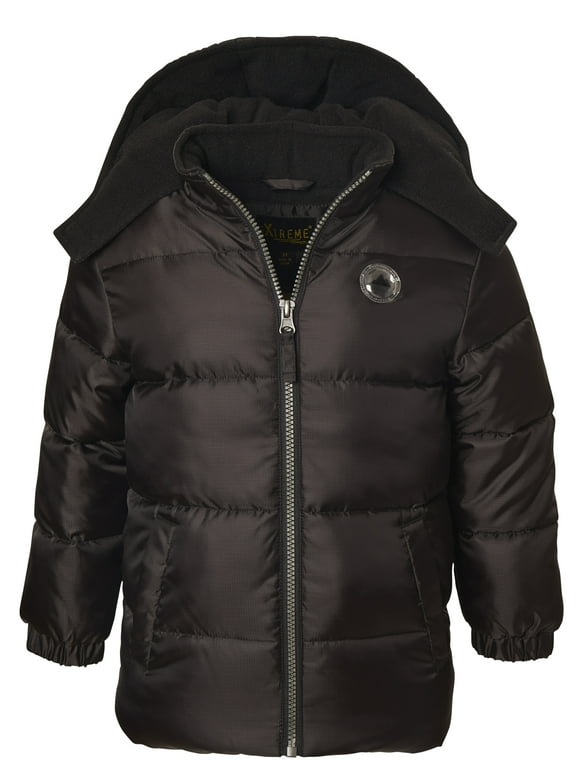 Boys Hooded Ripstop Puffer Winter Coat, Sizes 4-18