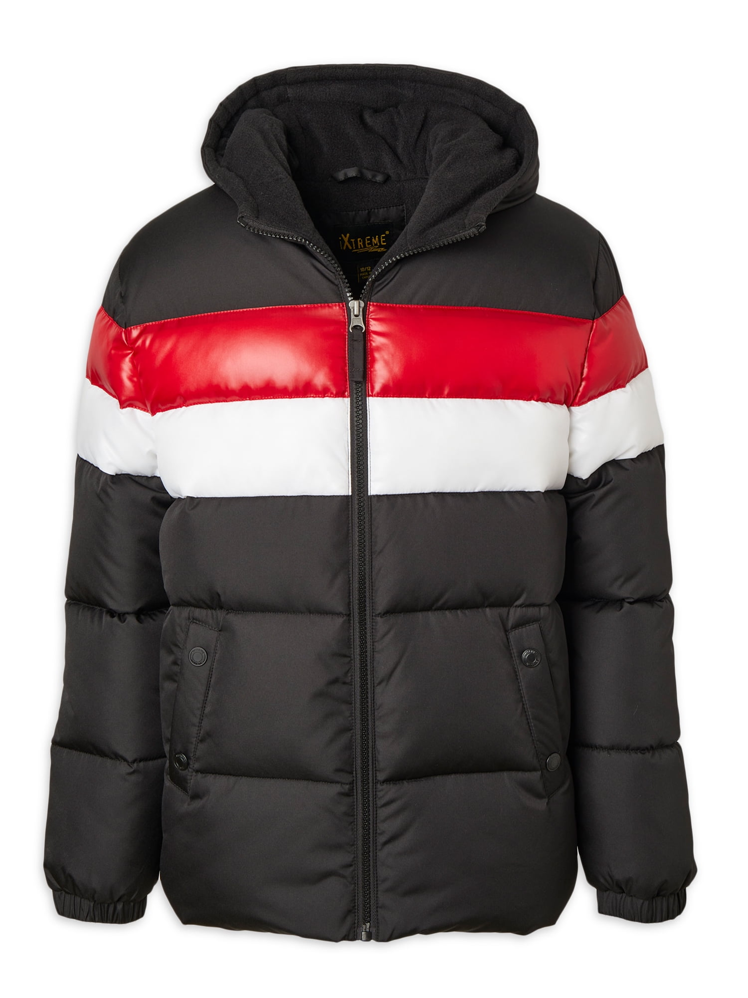iXtreme Boys Hooded Striped Colorblock Puffer Winter Coat iXtreme Boys Hooded Striped Colorblock Puffer Winter Coat