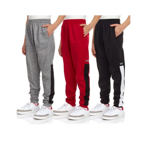 iXtreme Boys' Jogger Sweatpants - 3 Pack Athletic Performance Fleece Jogger Pants for Boys (8-18)