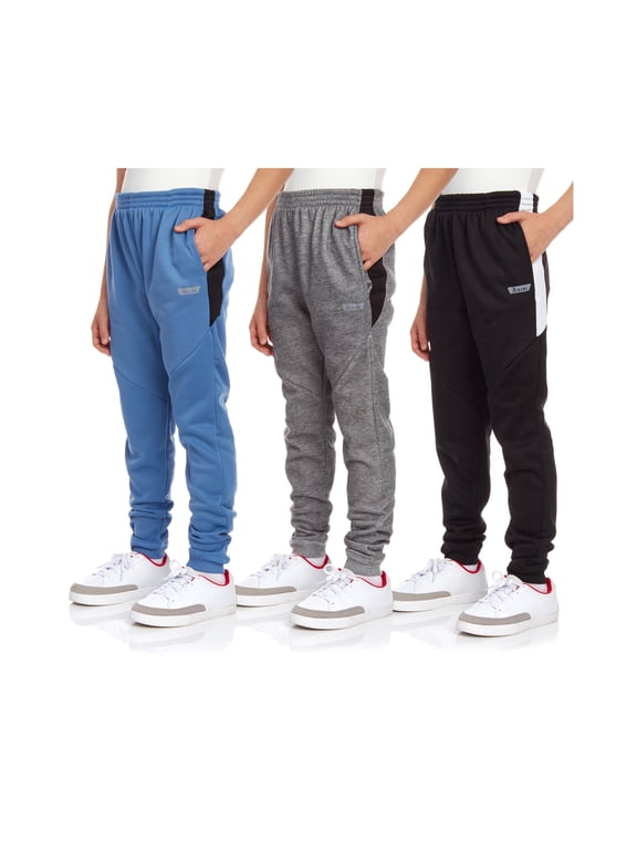 Boys Sweatpants - 3 Pack Performance Fleece Boys Joggers Athletic Pants with Pockets (Size 8-16)