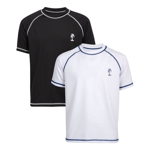 iXtreme Boys Rash Guard - 2 Pack Quick Dry UPF 50+ Sun Protection Swim Shirt for Boys (4-18)
