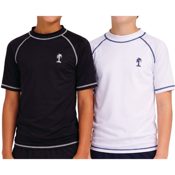 iXtreme Boys Rash Guard - 2 Pack Quick Dry UPF 50+ Sun Protection Swim Shirt for Boys (4-18)