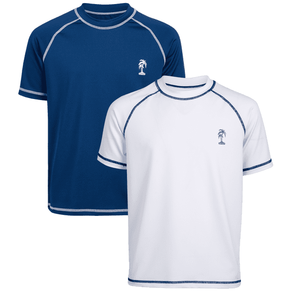 iXtreme Boys Rash Guard - 2 Pack Quick Dry UPF 50+ Sun Protection Swim Shirt for Boys (4-18)