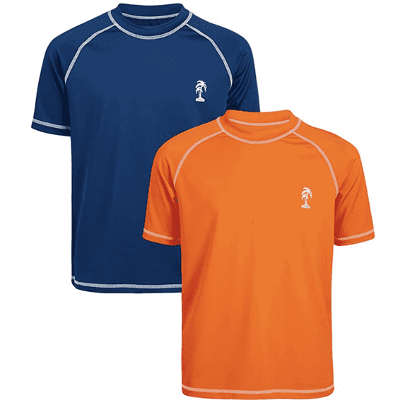 iXtreme Boys Rash Guard - 2 Pack Quick Dry UPF 50+ Sun Protection Swim Shirt for Boys (4-18)
