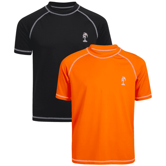 iXtreme Boys Rash Guard - 2 Pack Quick Dry UPF 50+ Sun Protection Swim Shirt for Boys (4-18)