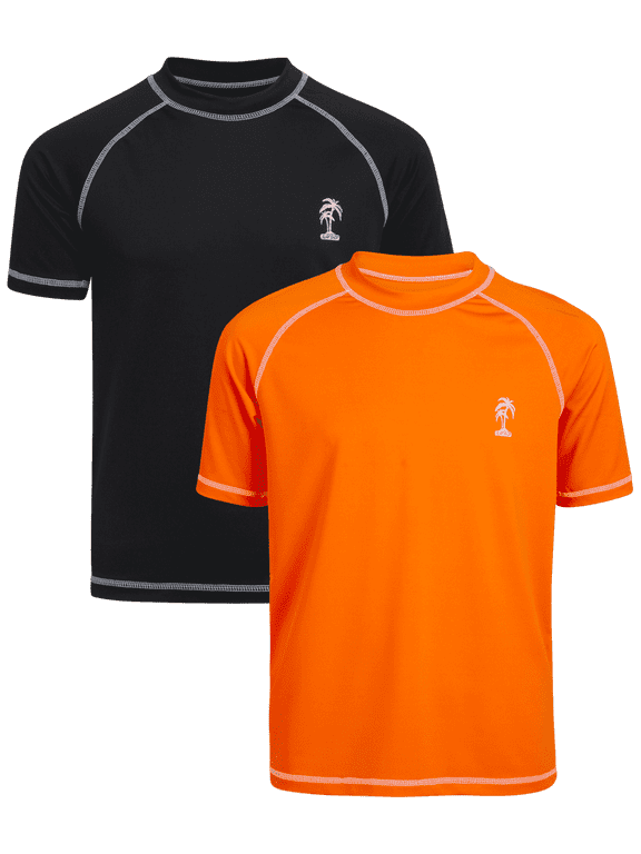 Boys Rash Guard - 2 Pack Quick Dry UPF 50+ Sun Protection Swim Shirt for Boys (4-18)