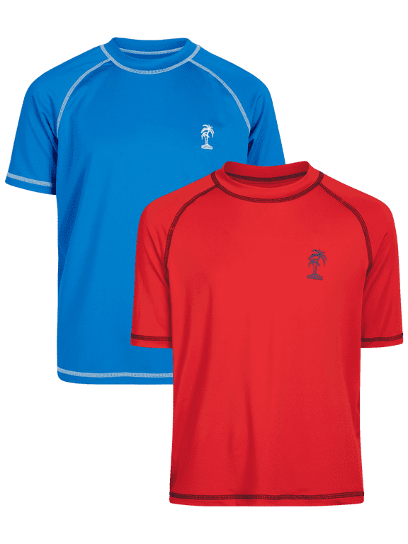 Boys Rash Guard - 2 Pack Quick Dry UPF 50+ Sun Protection Swim Shirt for Boys (4-18)