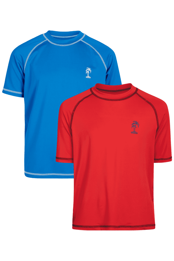 Boys Rash Guard - 2 Pack Quick Dry UPF 50+ Sun Protection Swim Shirt for Boys (4-18)