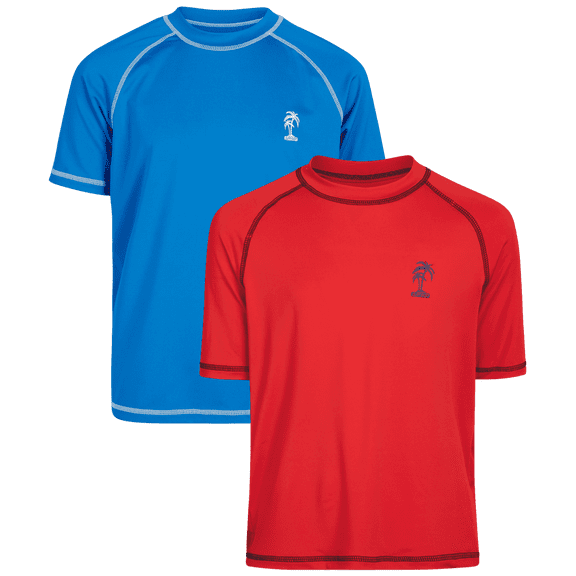 iXtreme Boys Rash Guard - 2 Pack Quick Dry UPF 50+ Sun Protection Swim Shirt for Boys (4-18)