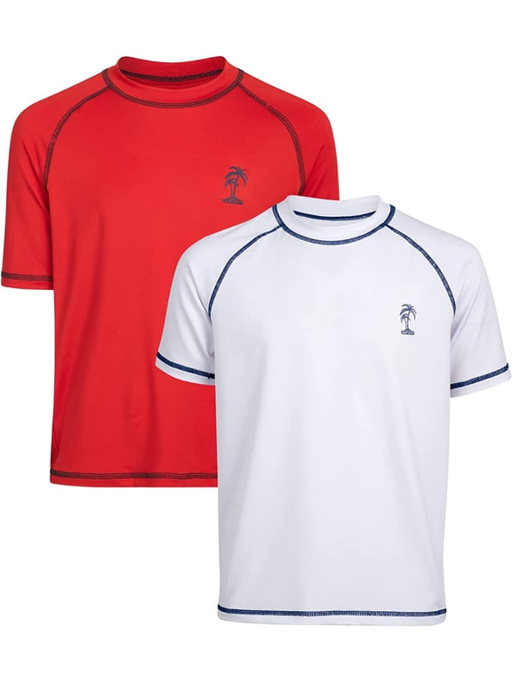 Boys' Rash Guard – 2 Pack UPF 50+ Quick Dry Sun and Sand Protection Swim Shirt (2T-18)