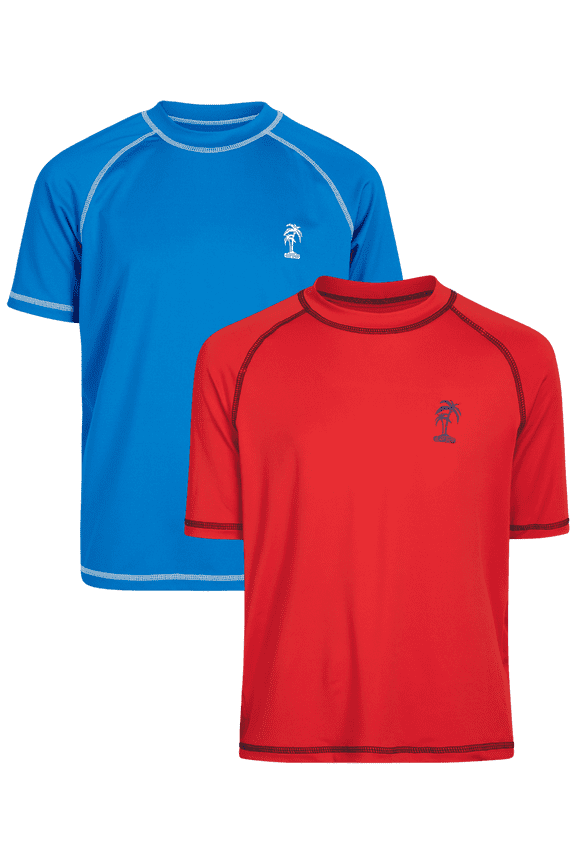Boys Rash Guard - 2 Pack Quick Dry UPF50+ Sun Protection Rashguard Swim Shirt (12M-4T)