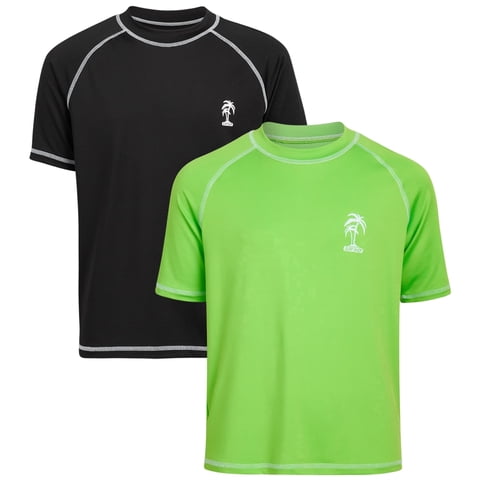 Boys Rash Guard - 2 Pack Quick Dry UPF 50+ Sun Protection Swim Shirt for Boys (4-18)