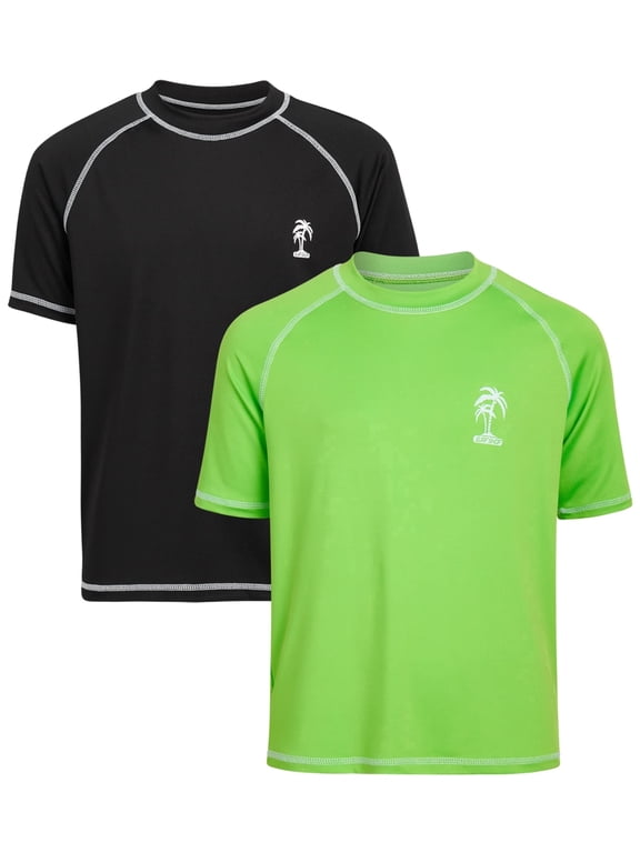 Boys Rash Guard - 2 Pack Quick Dry UPF 50+ Sun Protection Swim Shirt for Boys (4-18)