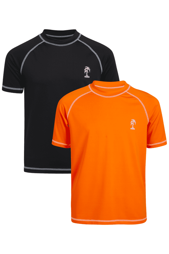 Boys Rash Guard - 2 Pack Quick Dry UPF 50+ Sun Protection Swim Shirt for Boys (4-18)