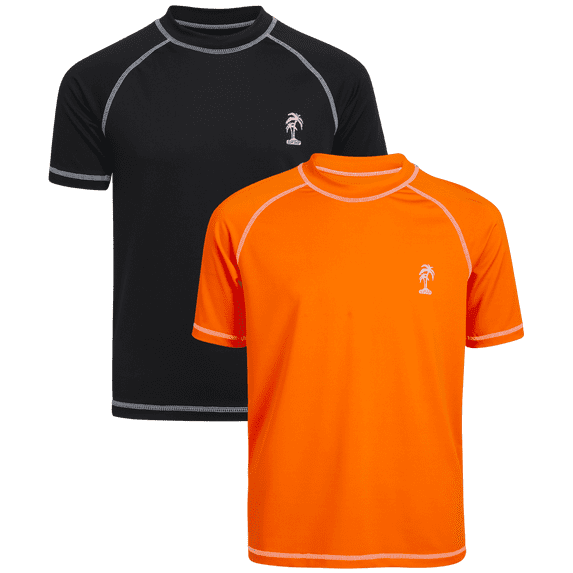 iXtreme Boys Rash Guard - 2 Pack Quick Dry UPF 50+ Sun Protection Swim Shirt for Boys (4-18)