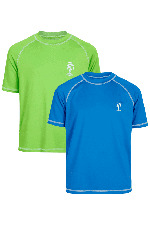 Boys Rash Guard - 2 Pack Quick Dry UPF 50+ Sun Protection Swim Shirt for Boys (4-18)