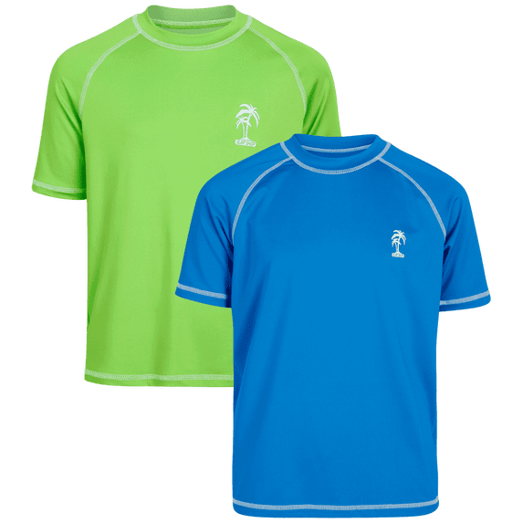 iXtreme Boys Rash Guard - 2 Pack Quick Dry UPF 50+ Sun Protection Swim Shirt for Boys (4-18)