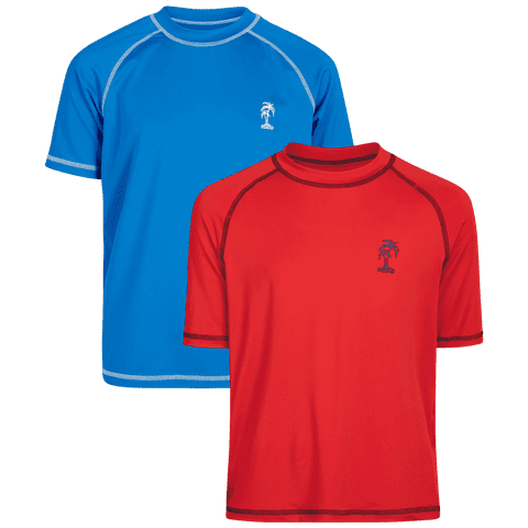 Boys Rash Guard - 2 Pack Quick Dry UPF 50+ Sun Protection Swim Shirt for Boys (4-18)