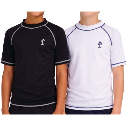 iXtreme Boys Rash Guard - 2 Pack Quick Dry UPF 50+ Sun Protection Swim Shirt for Boys (4-18)
