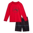 thumbnail image 1 of iXtreme Boys Rash Guard Set - 2 Piece Quick Dry Long Sleeve Swim Shirt and Boys Swim Trunks, 1 of 7