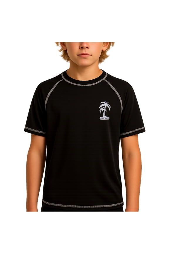 Boys Rash Guard Shirt - UPF50+ Sun Protect Quick Dry Short Sleeve Swim Shirts for Boys (5-18)
