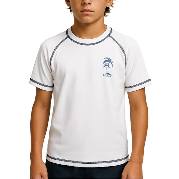 iXtreme Boys Rash Guard Shirt - UPF50+ Sun Protect Quick Dry Short Sleeve Swim Shirts for Boys (5-18)