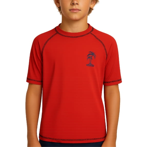 iXtreme Boys Rash Guard Shirt - UPF50+ Sun Protect Quick Dry Short Sleeve Swim Shirts for Boys (5-18)