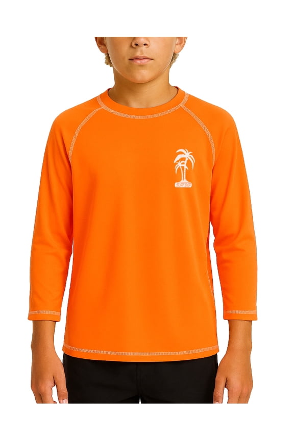 Boys Swim Shirt - Quick Dry UPF 50+ Sun Protection Swimwear Boys Rash Guard Long Sleeve